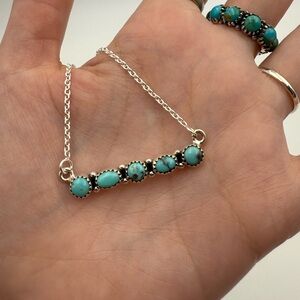 Turquoise Classic Sterling Silver 925 Bar Necklace
